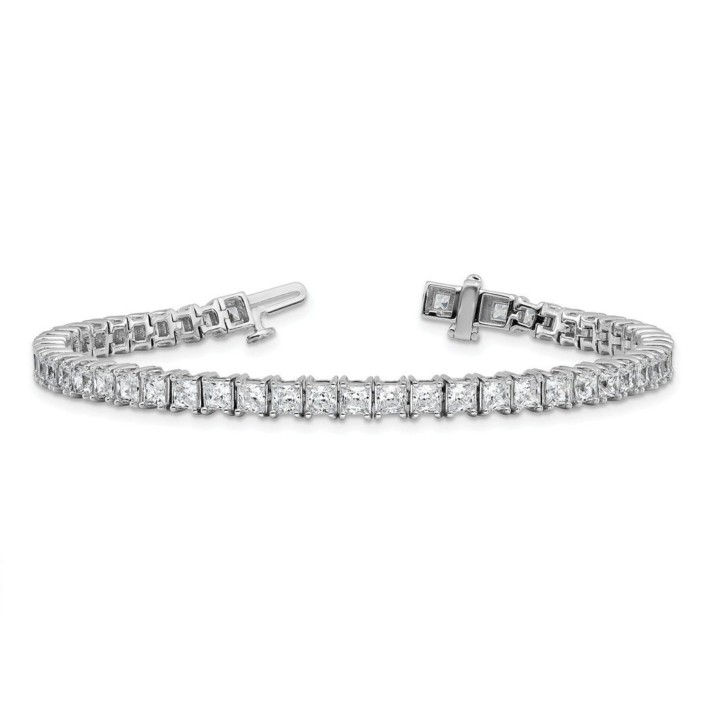 14k White Gold 10 carat Lab Grown Diamond VS+ F+ Complete Princess Prong Set Tennis Bracelet