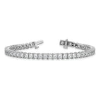 14k White Gold 10 carat Lab Grown Diamond VS+ F+ Complete Princess Prong Set Tennis Bracelet