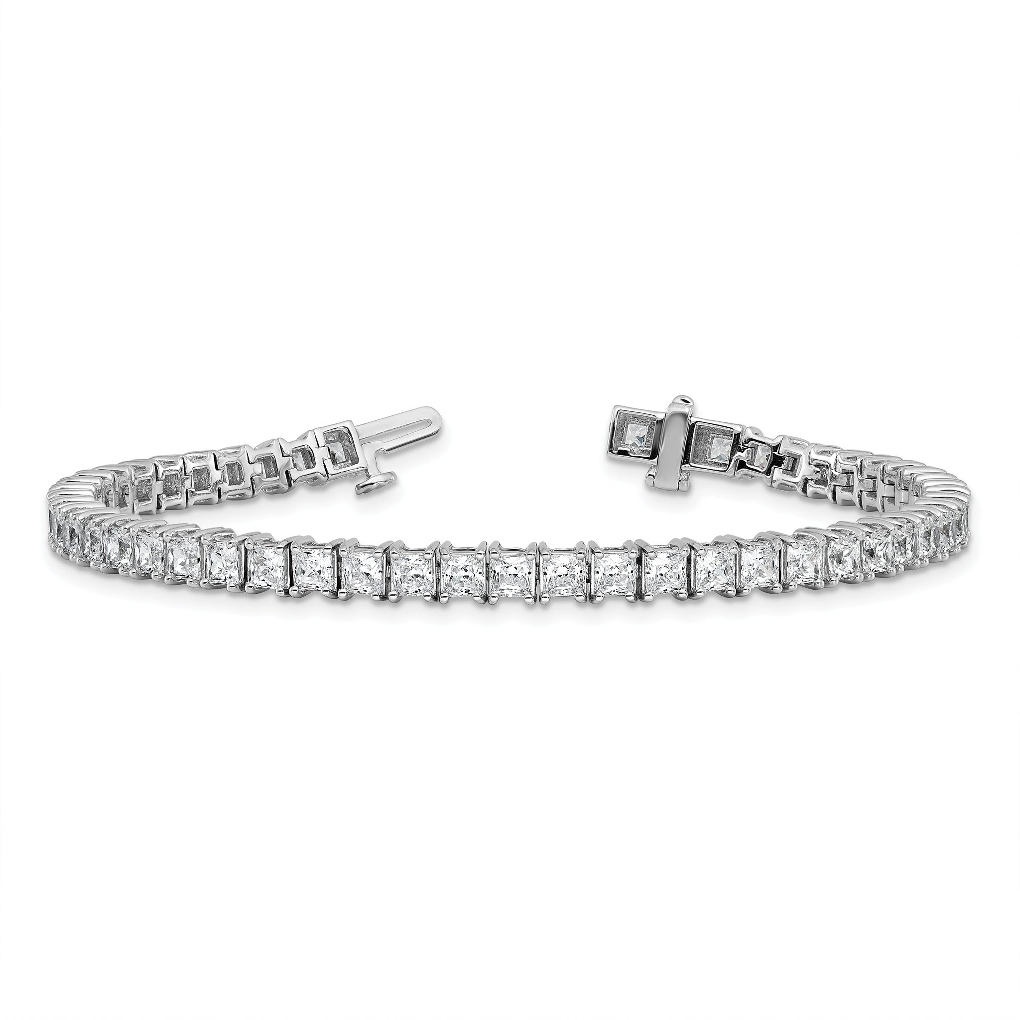 14k White Gold 10 carat Lab Grown Diamond VS+ F+ Complete Princess Prong Set Tennis Bracelet