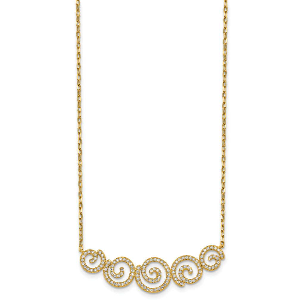 Sophia Jewelers Sterling Silver Gold-Tone CZ Swirl Necklace Unisex