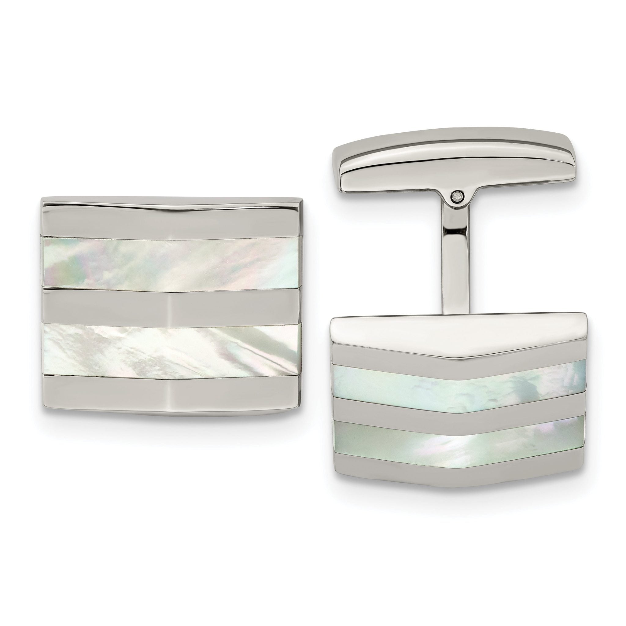 Stainless Steel Mother of Pearl Square Cuff Links