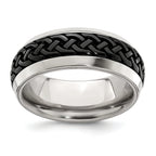 Edward Mirell Titanium Wedding Band with Engravable Black Ti Accents