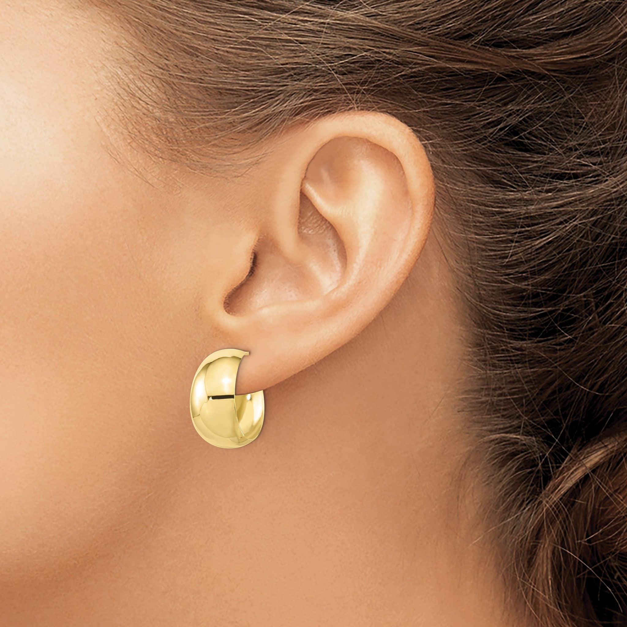 10K Gold Polished C-Hoop Earrings with Post Back Closure  Elegant and Lightweight Secondary image