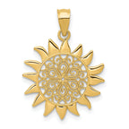 14K Gold Polished Filigree Sun Pendant with Textured Design by Sophia Jewelers