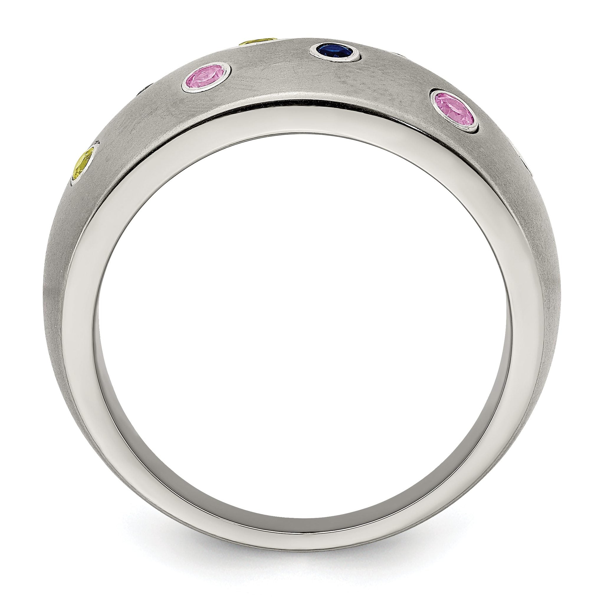 Edward Mirell Titanium Multi-color Sapphire Sterling Silver Bezels Ring Secondary image