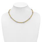 14K Two-tone Polished Fancy Puffed Mariner Link Necklace