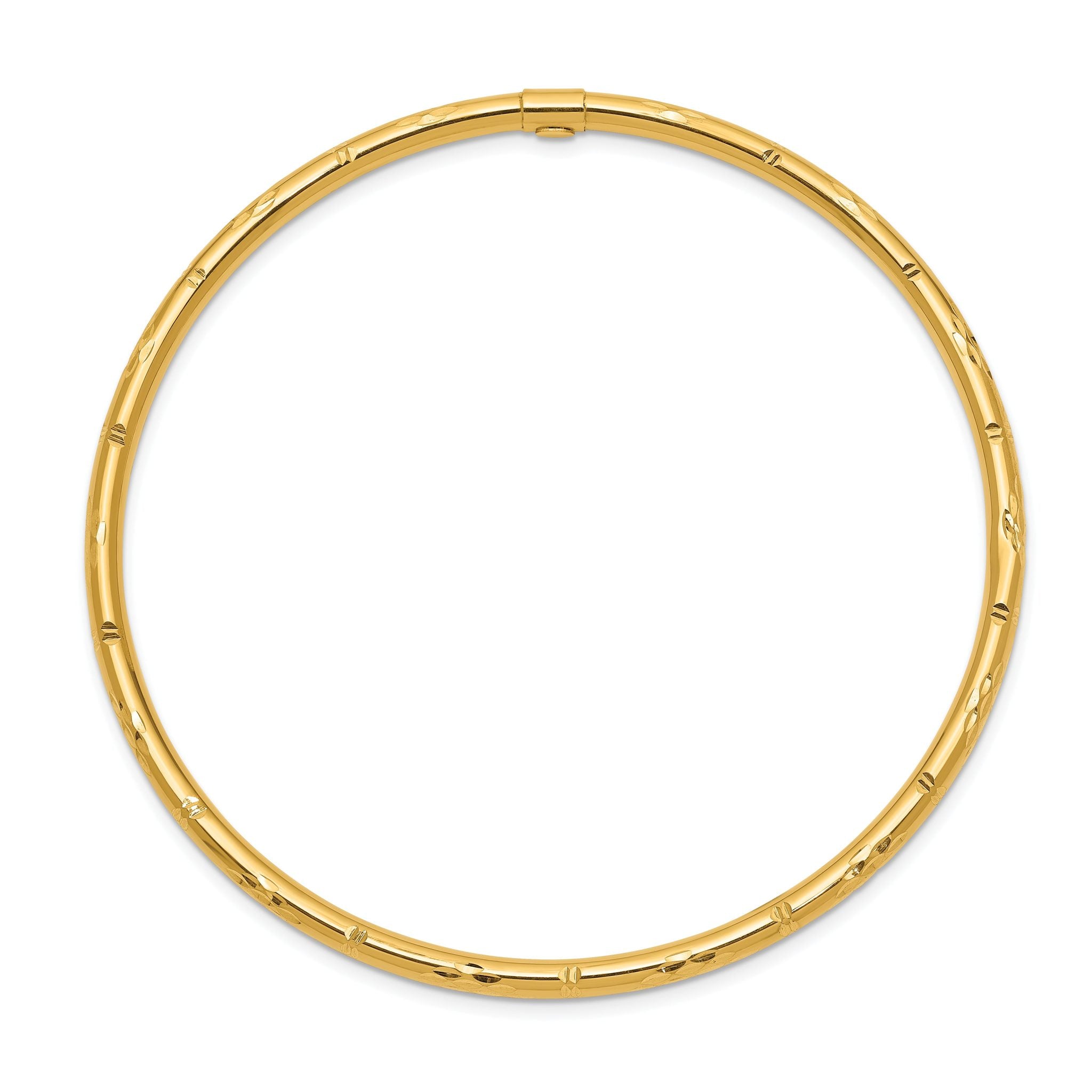14k Polished Diamond-cut Slip-on Bangle Secondary image