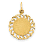10K Gold Engravable Charm with Filigree Edges Elegant Polished Finish