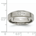 Cross Design Beveled Wedding Band in Titanium, 6mm
