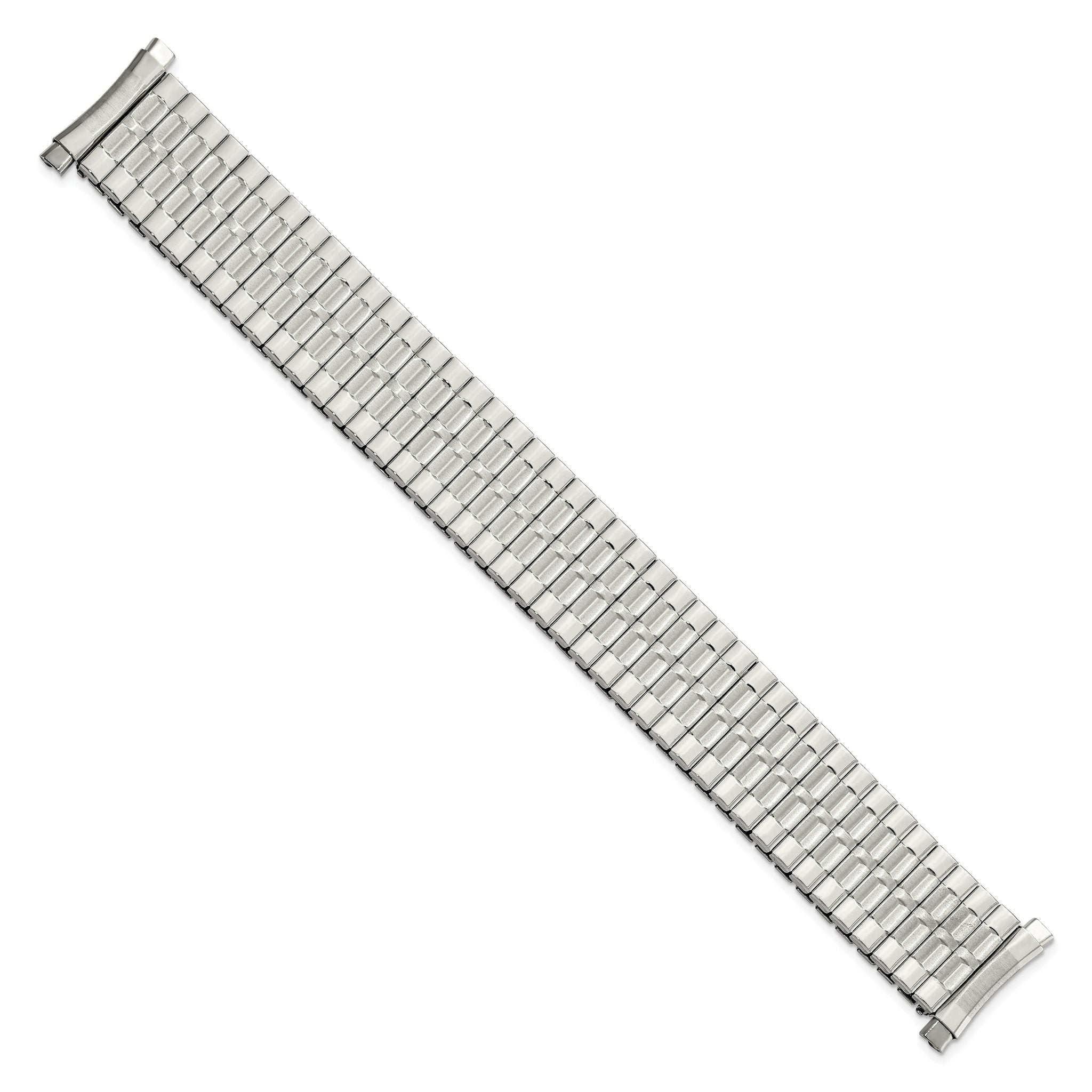 Mens 18-22mm Satin and Polished Curved-End Stainless Steel 6.75 inch Expansion Watch Band Secondary image