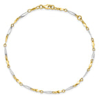 10K Two-tone Polished Fancy Link 1in ext. Anklet