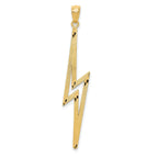14K Gold Polished Lightning Bolt Pendant with Diamond-Cut Detailing for Men