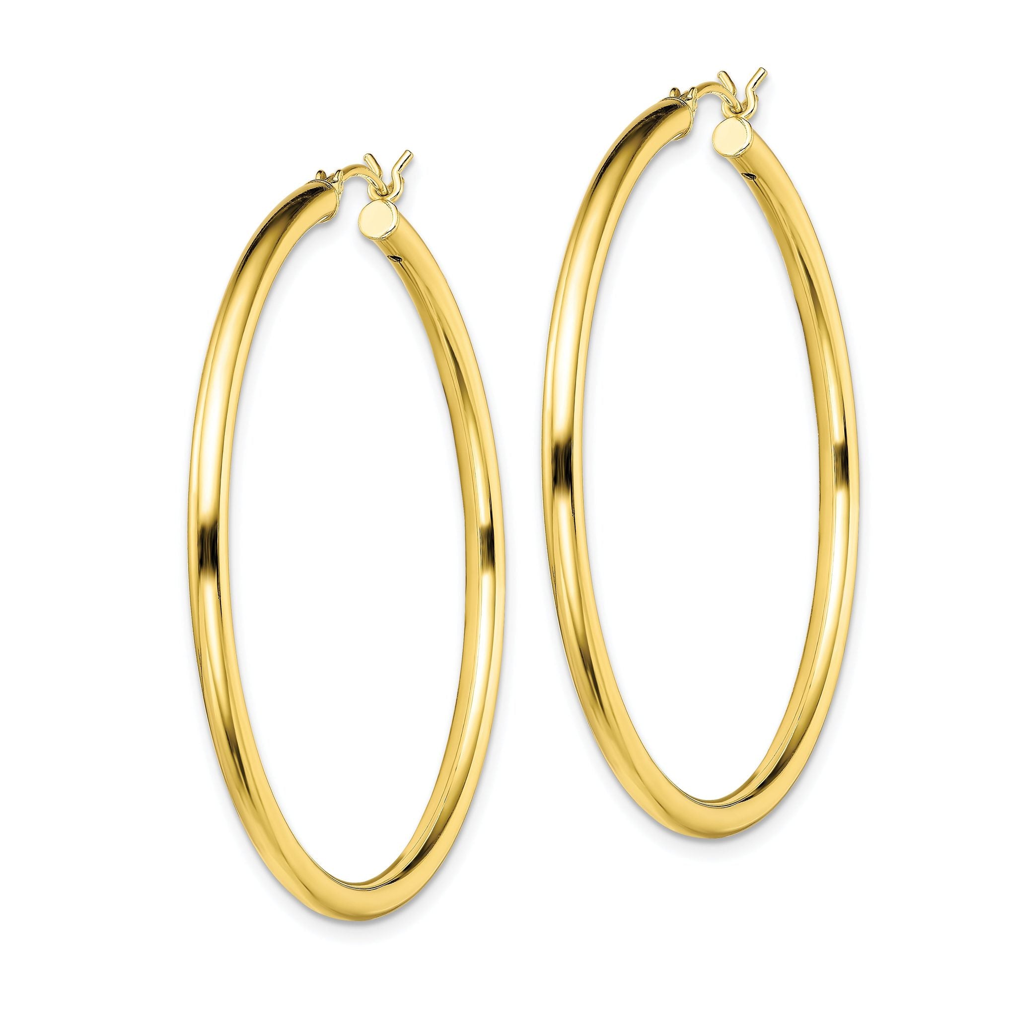 Sterling Silver Gold-Tone Polished 2x45mm Hoop Earrings Secondary image