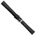 Extra-Long Alligator Grain Leather Watch Band in Black, 19mm