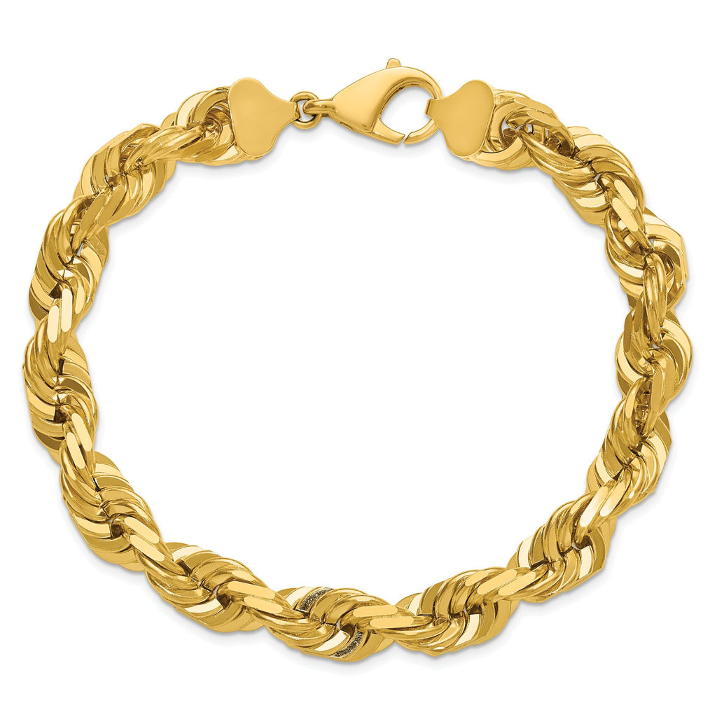 14K 9 inch 10mm Diamond-cut Rope with Fancy Lobster Clasp Chain