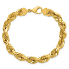 14K 9 inch 10mm Diamond-cut Rope with Fancy Lobster Clasp Chain