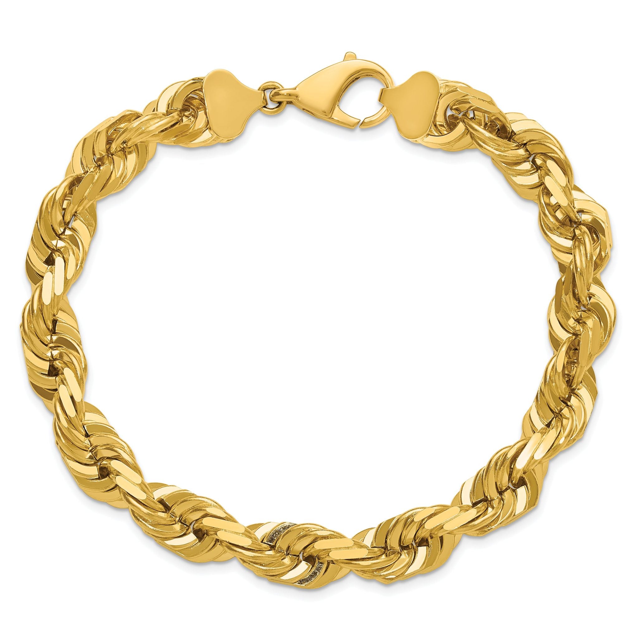 14K 9 inch 10mm Diamond-cut Rope with Fancy Lobster Clasp Chain