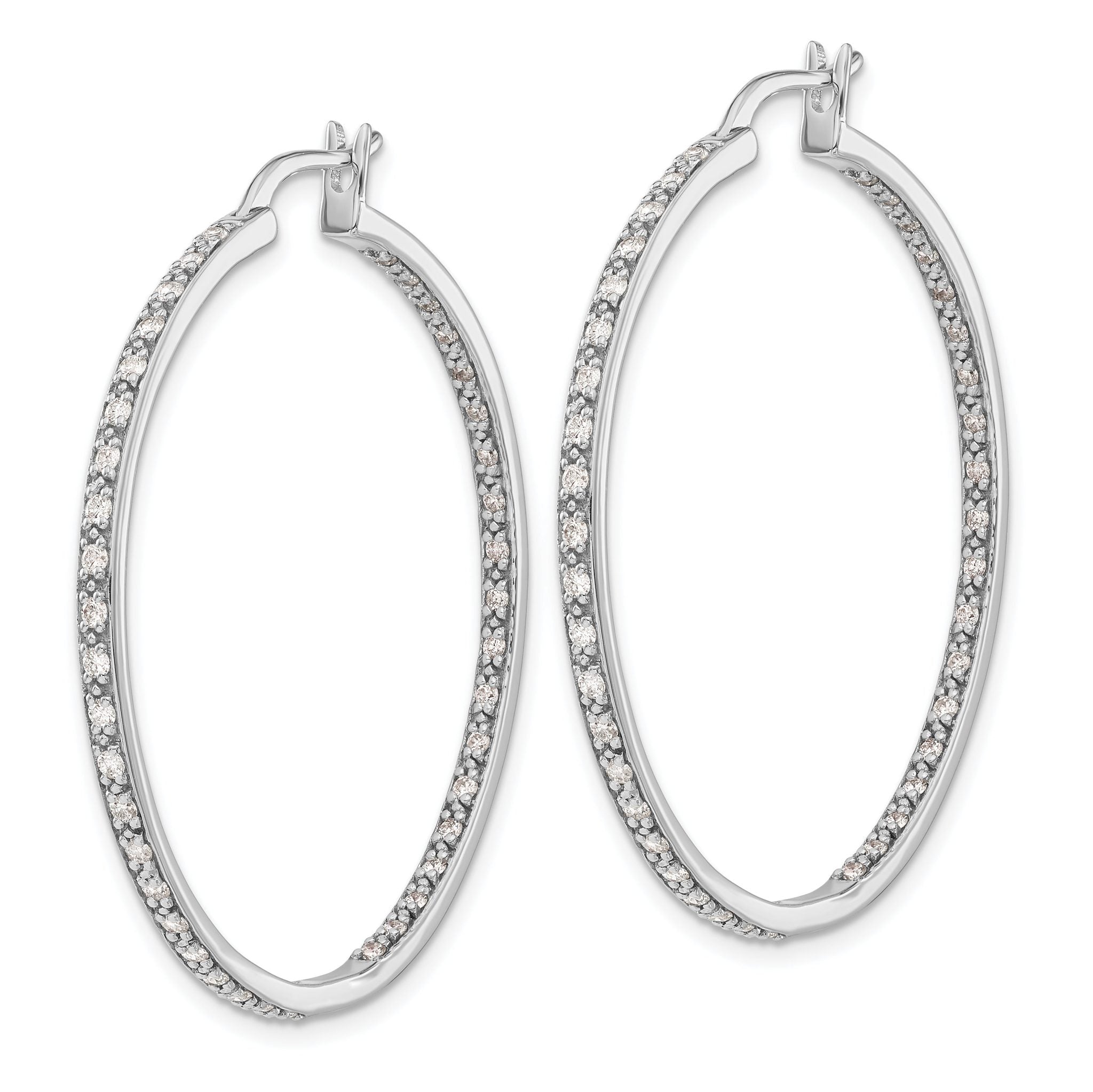 14k White Gold 7/8 carat Lab Grown Diamond VS/SI+ G+ Complete In and Out Hoop Earrings Secondary image