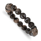 10mm Black and Brown Agate Beaded Stretch Bracelet