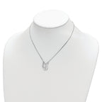 Sterling Silver Rhodium-plated Satin Cross/Hope/CZ w/1.5in Ext Necklace