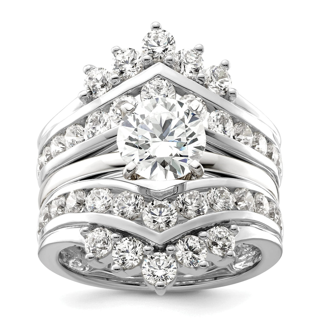 14k White Gold 2 1/3 carat Lab Grown Diamond VS/SI+ G+ Complete Double Row Ring Guard