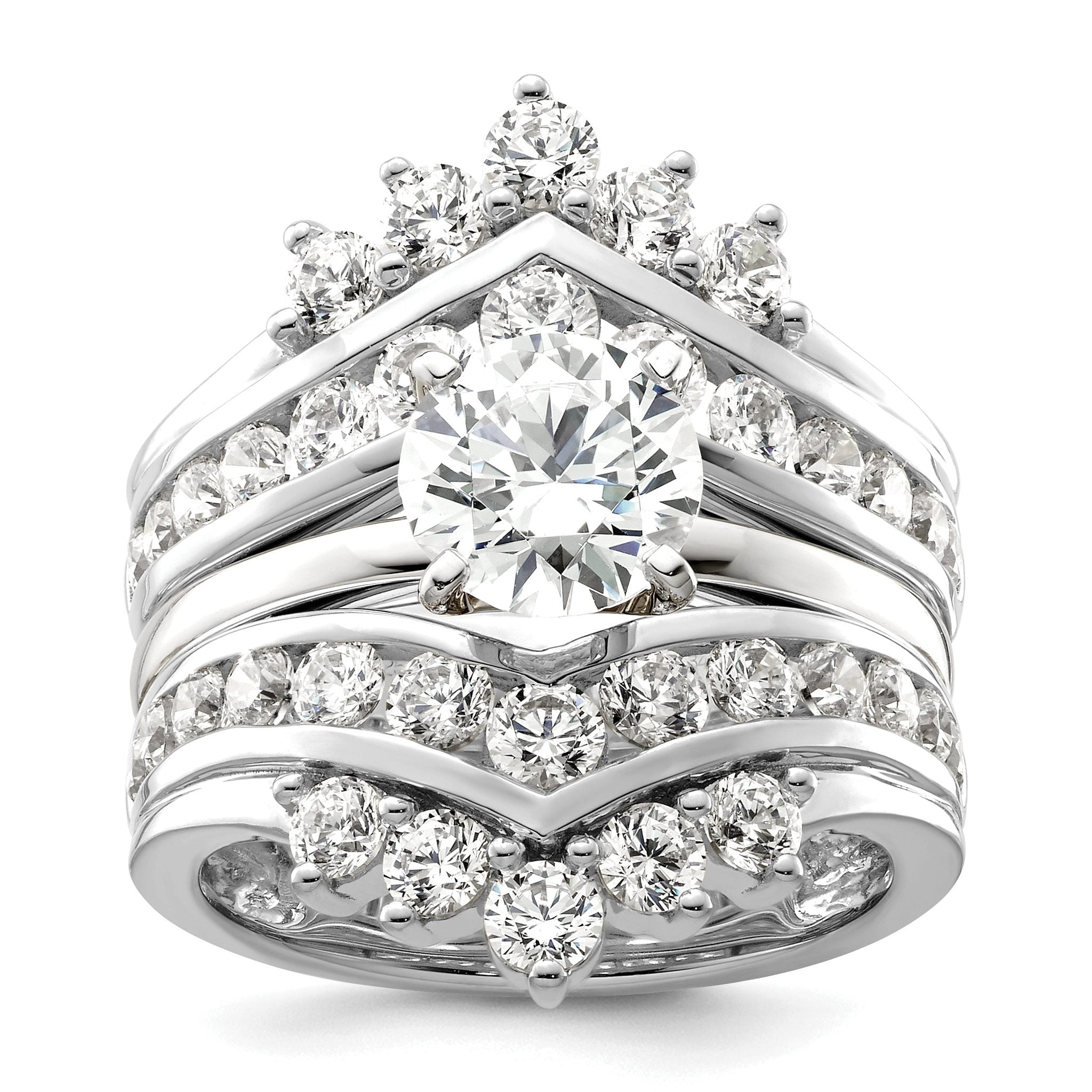 14k White Gold 2 1/3 carat Lab Grown Diamond VS/SI+ G+ Complete Double Row Ring Guard