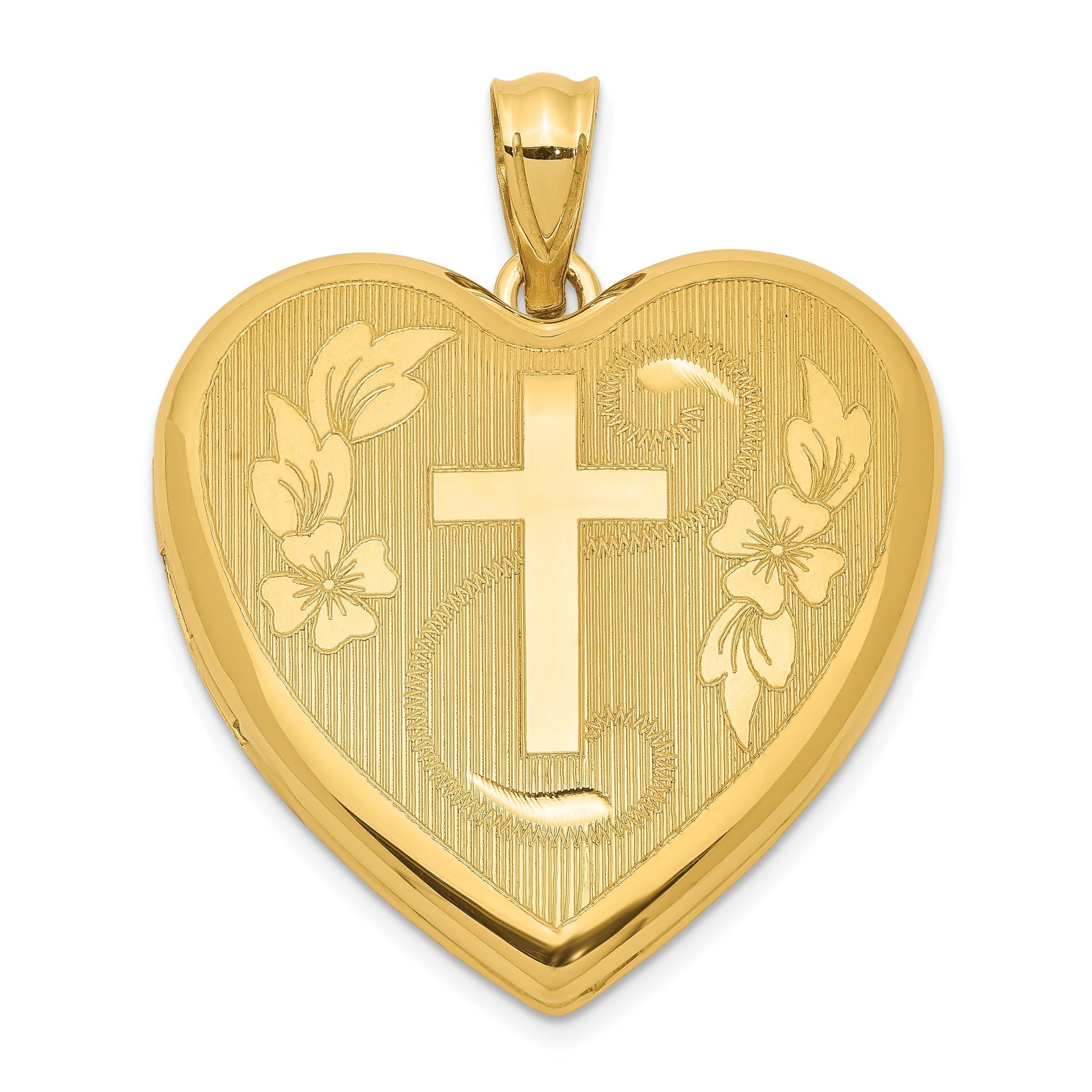 Sterling Silver Gold-tone Floral Cross Ash Holder Heart Locket Main image