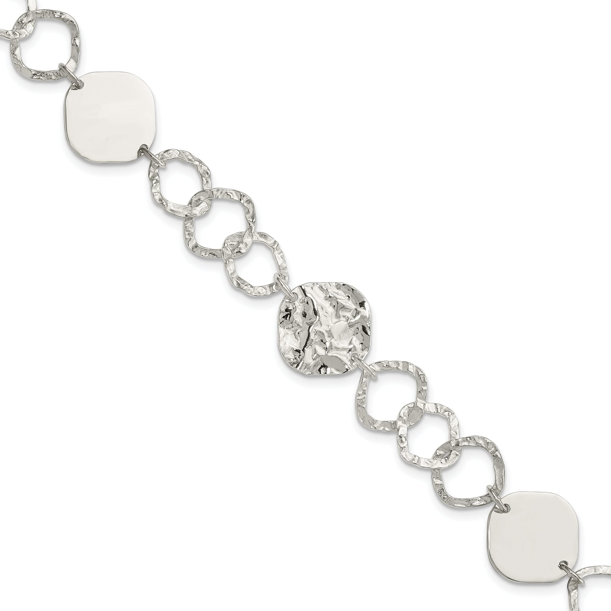 Sterling Silver Polished and Textured Fancy Link Bracelet Main image