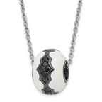 Sterling Silver Enamel & Black CZ Bead Necklace, Polished Finish