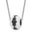 Sterling Silver Enamel & Black CZ Bead Necklace, Polished Finish