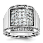 14k White Gold Mens Polished and Satin 1.5 Carat AA Quality Diamond Cluster Ring