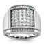 14k White Gold Mens Polished and Satin 1.5 Carat AA Quality Diamond Cluster Ring