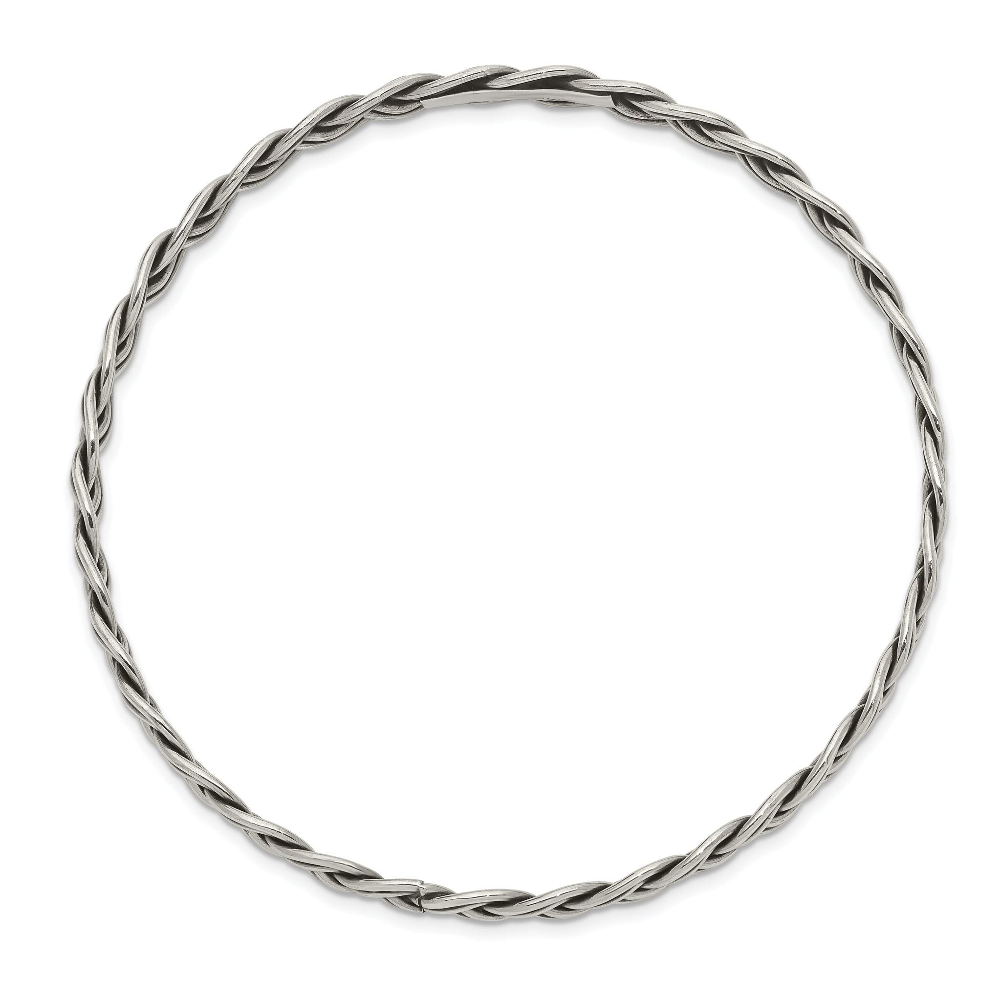 Sterling Silver Antiqued 5.25mm Slip-on Bangle Secondary image