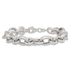 Sterling Silver Polished and Greek Key Links 7.5 inch Bracelet