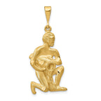 14K Gold Satin Diamond-Cut Aquarius Zodiac Charm  Elegant Themed Design