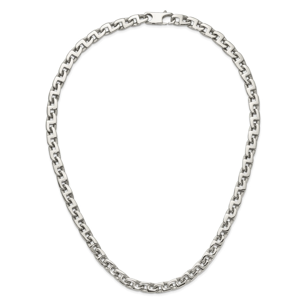 Sophia Jewelers Men's Polished Stainless Steel 24 Square Link Necklace