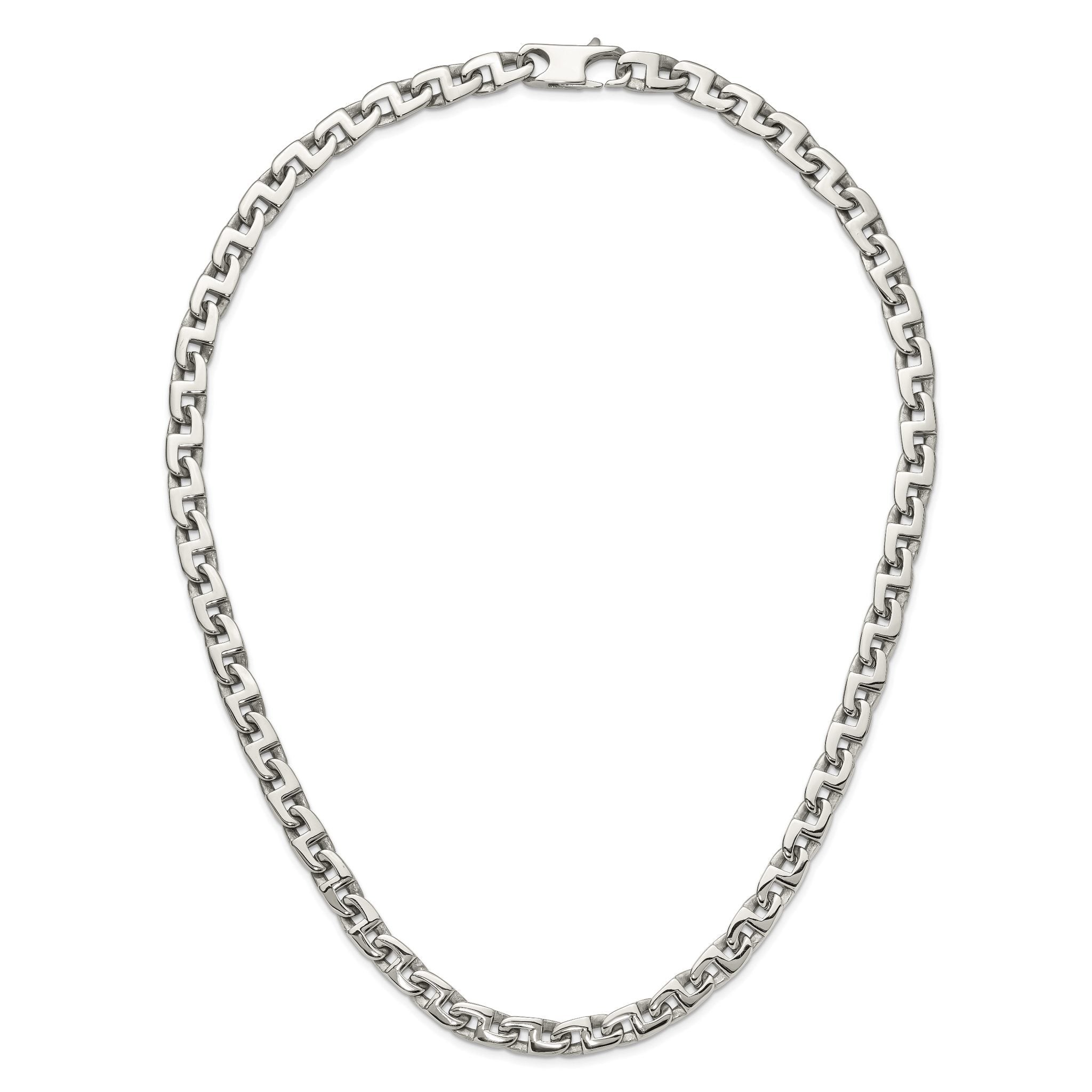 Sophia Jewelers Men's Polished Stainless Steel 24 Square Link Necklace