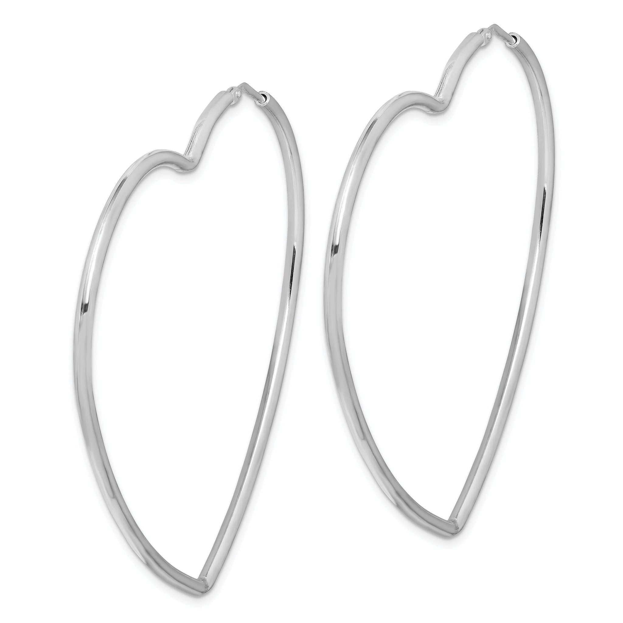 Sterling Silver Rhodium-Plated 2mm Heart Hoop Earrings Secondary image