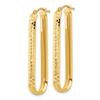 10K Polished and Diamond-cut Oval Hoop Earrings