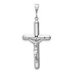 14K White Gold Crucifix Pendant with Polished Finish and Rhodium Plating