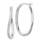 Sophia Jewelers Sterling Silver Diamond Twist Hoop Earrings with Platinum-Plated Finish