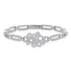 Brilliant Embers Sterling Silver Rhodium-plated 164 stone 7 inch with Box Catch Clasp Micro PavÃƒÆ’Ã‚Â¢ÃƒÂ¢Ã‚â€šÃ‚Â¬Ãƒâ€¦Ã‚Â¡ CZ Bracelet