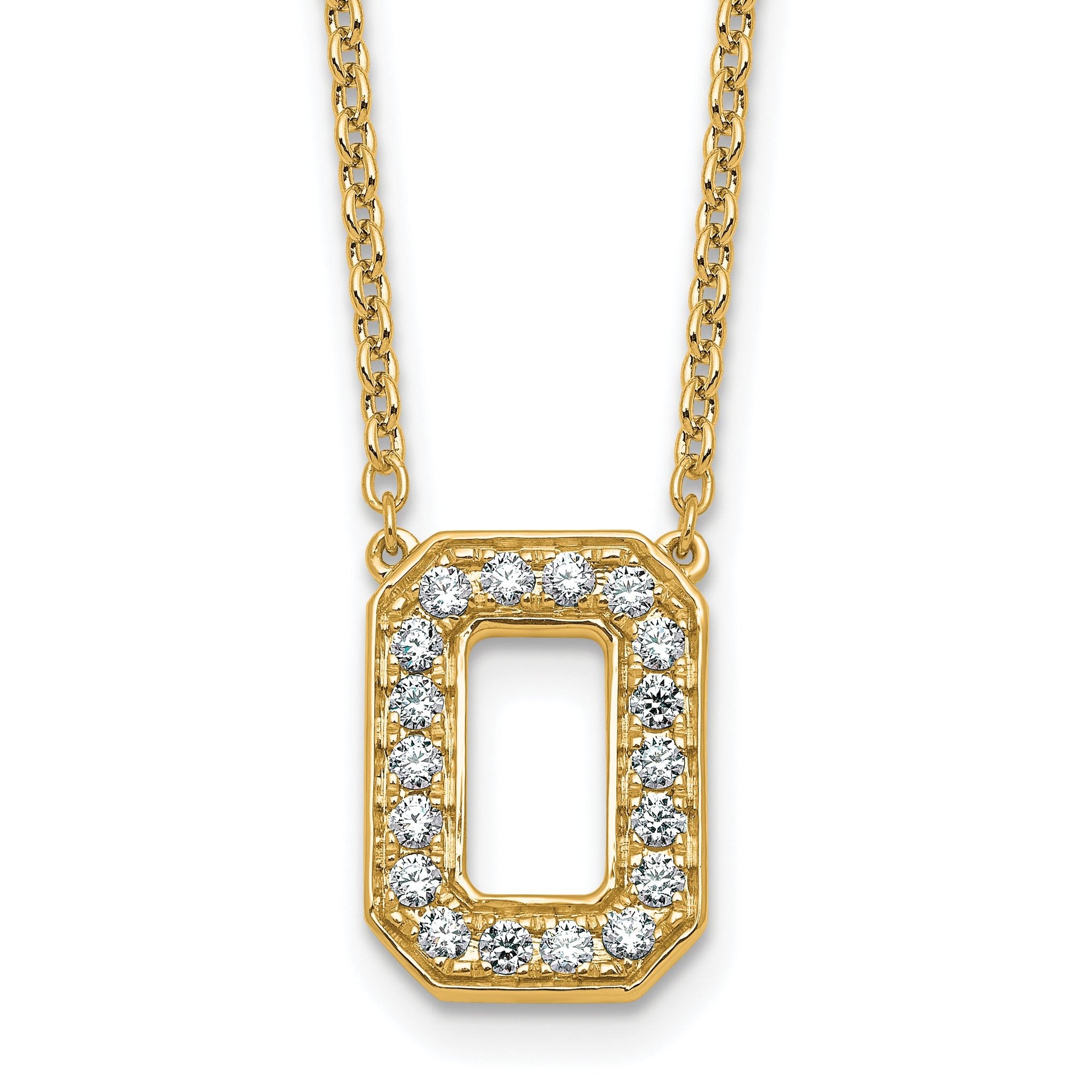 14k 1/3 carat Lab Grown Diamond VS+ F+ Complete Letter O 18 inch Initial Necklace Main image