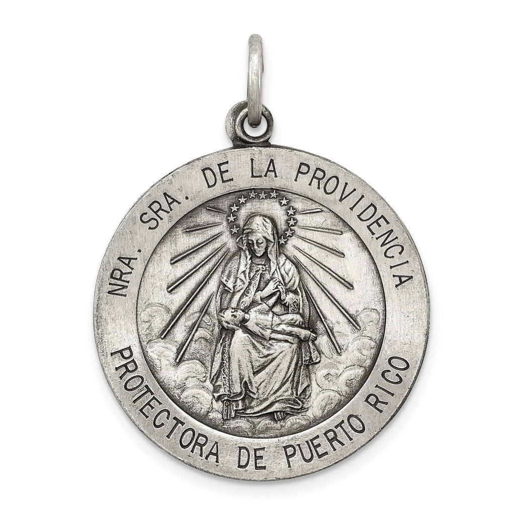 Sterling Silver 925 Antiqued Providencia Medal Pendant Vintage Charm