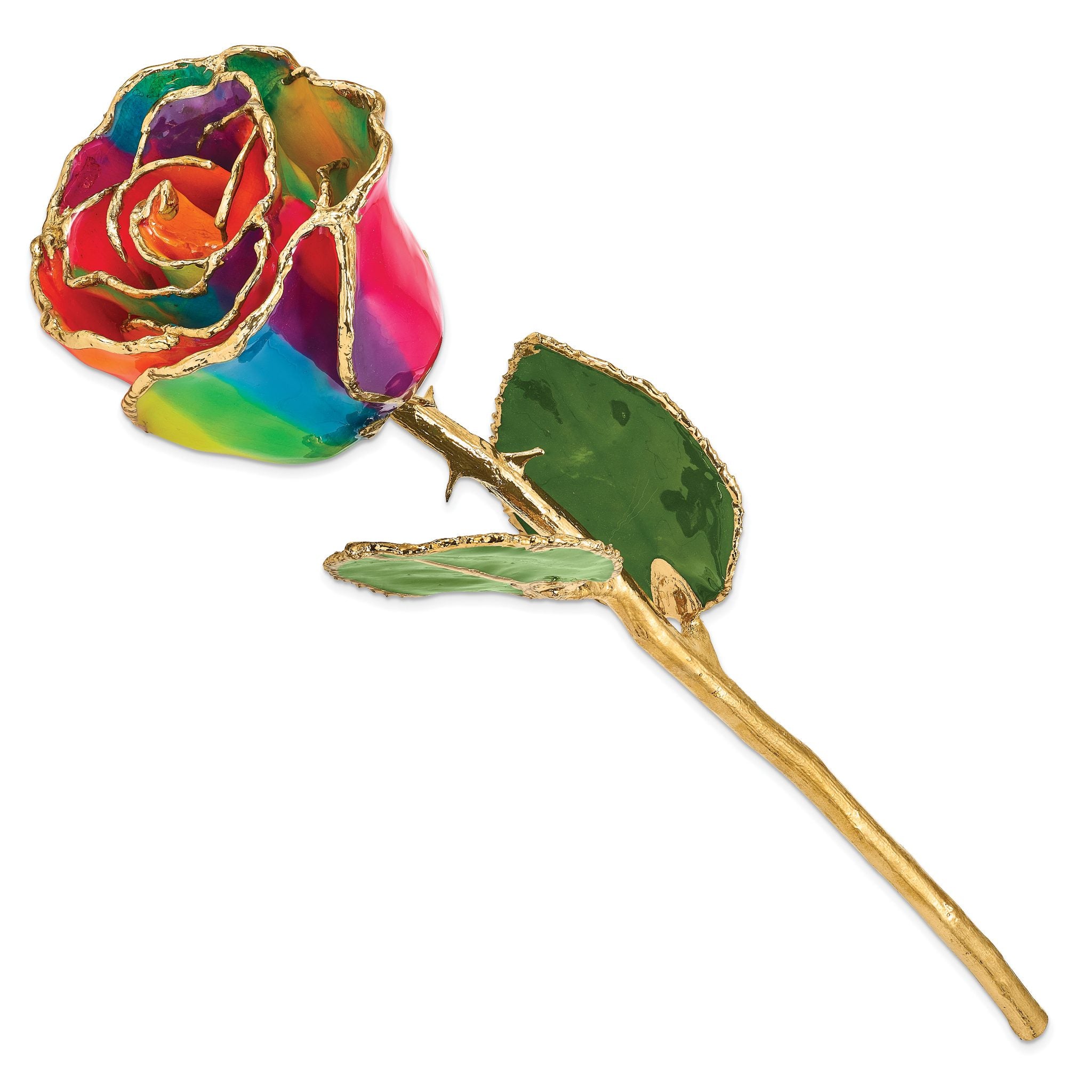 Lacquer Dipped Gold Trimmed Paradise Neon Tie Dyed Real Rose Secondary image