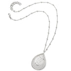 Sterling Silver 925 Polished Beaded Necklace with Glitter Pendant Extension