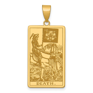 Death Tarot Card Pendant in 14K Yellow Gold, 36mm Textured - Sophia Jewelers