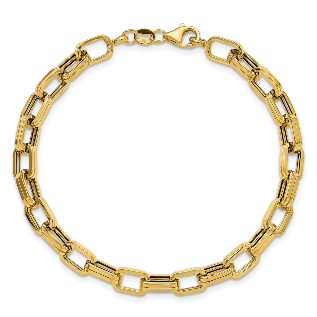 14K Polished 5.5mm Fancy Oval Link Bracelet
