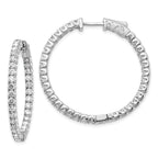 14k White Gold 3 1/3 carat Lab Grown Dia VS/SI+ G+ Round In and Out Safety Clasp Hoop Earrings