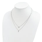 Sterling Silver Rhodium-plated CZ  2-Strand Necklace